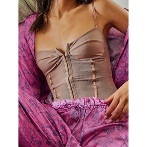 FREE PEOPLE Night Rhythm Corset Bodysuit / Cocoa